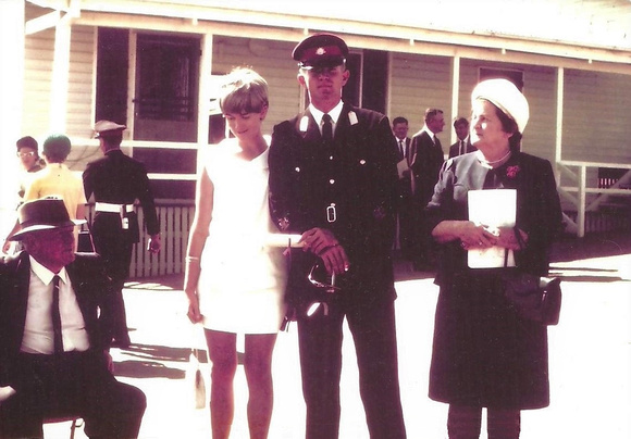 1969 497b Geoff Daly Snr, Carmel (wife), Geoff Daly with Geoff's mum Patricia Daly photo